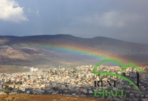 rainbow over Cana of Galilee, Israel